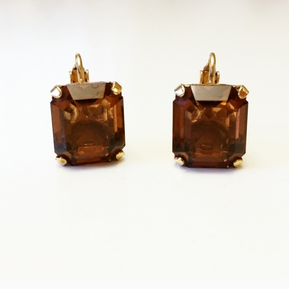 Smoky Topaz Gold Earrings